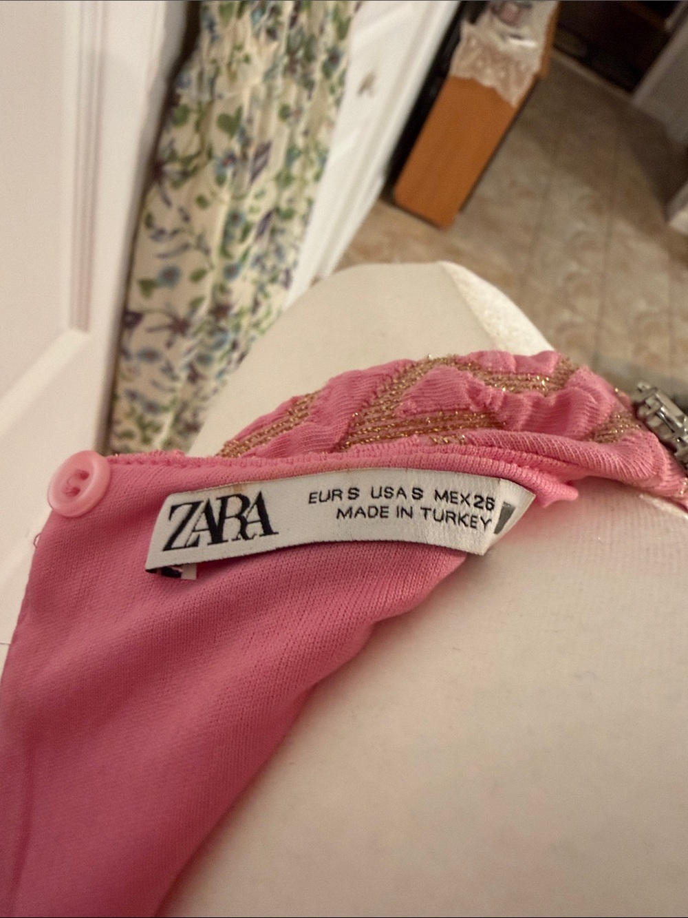 Zara Pink Textured Jewel-Trim Sleeveless Mini Dress - Picture 2 of 8
